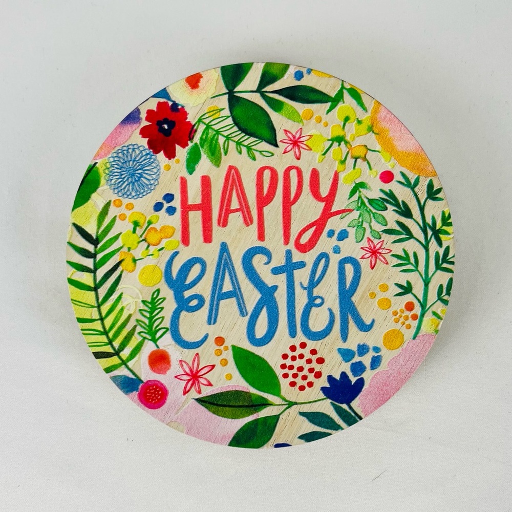 Sand + Fog Sand + Paws 3 Wick 21oz Candle Replacement Wood Lid “Happy Easter”